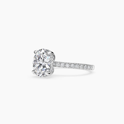 Hidden Halo Pave Oval Ring