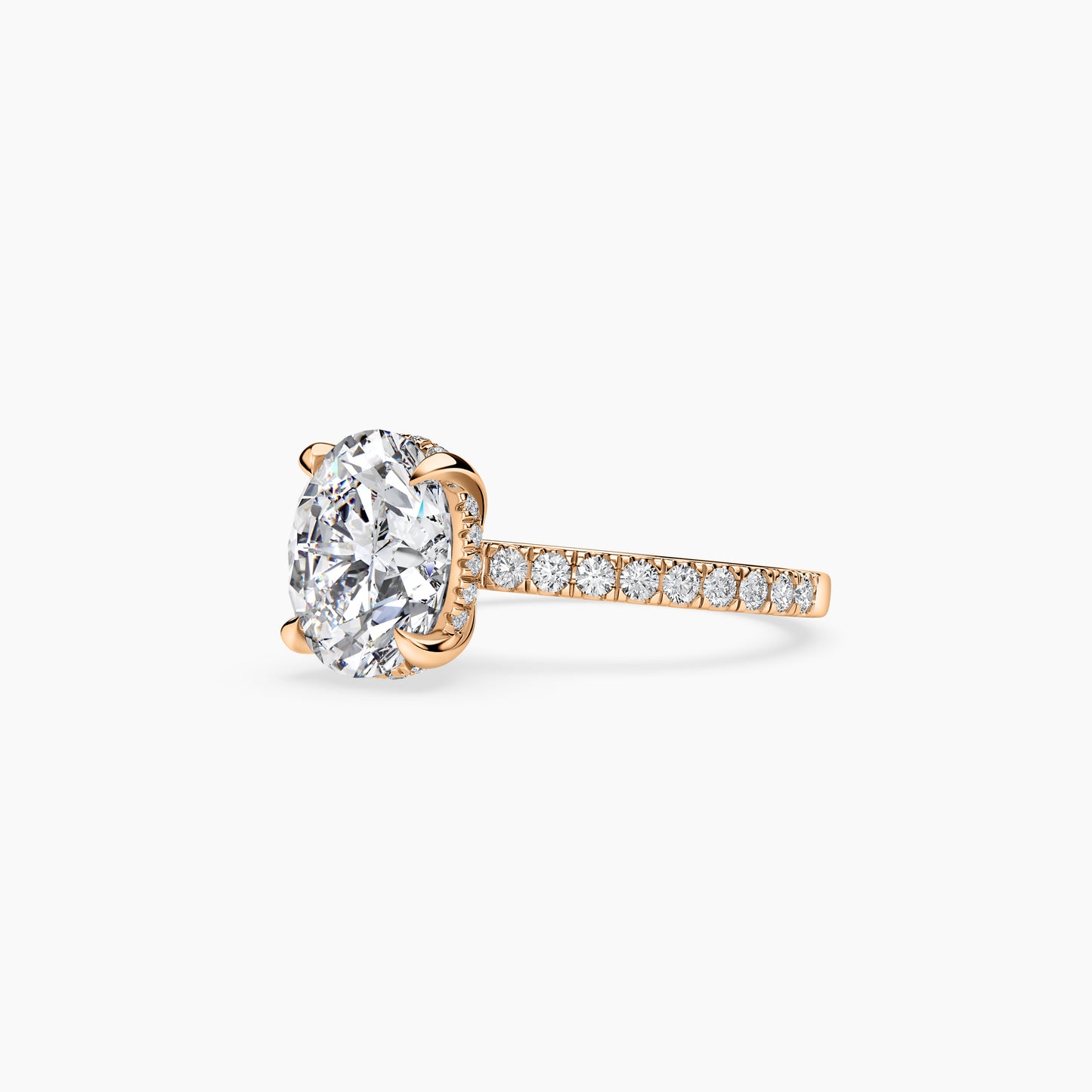 Hidden Halo Pave Oval Ring