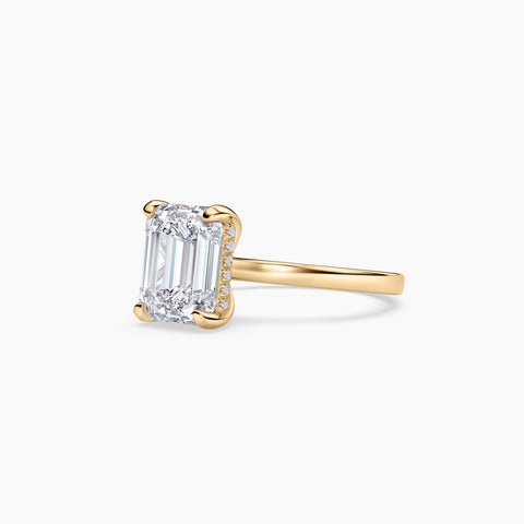 Hidden Halo Emerald Cut Ring